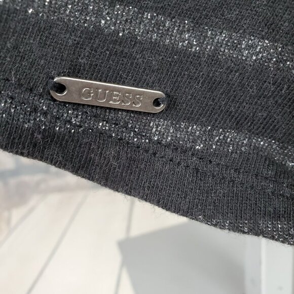 Guess Sweatshirt Embellished Black Silver  Sz Small - Picture 9 of 14
